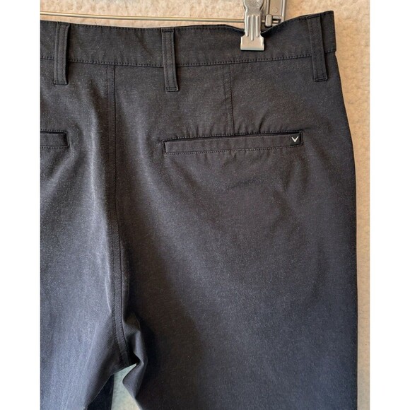 Callaway Shorts Mens 34 Black Flat Front Chino Polyester Performance Golf - Picture 5 of 12